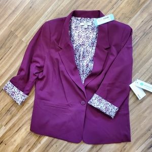 Kensie Rebekah Stetch Crepe Floral Lining Blazer